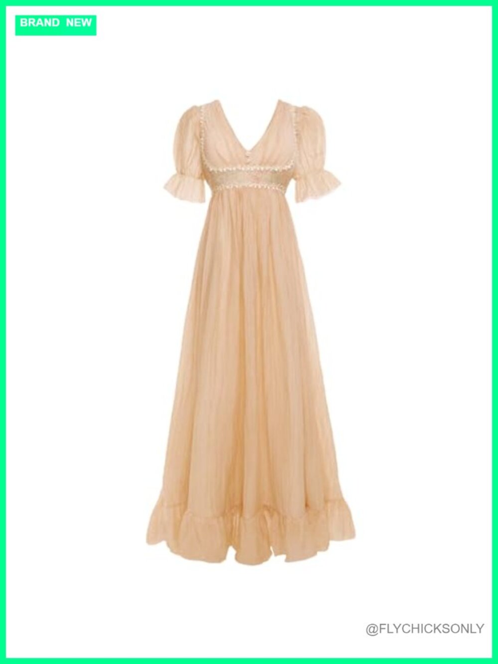 Regency Dress Womens Victorian Embroidery Ruffle Empire Waist Long Gown